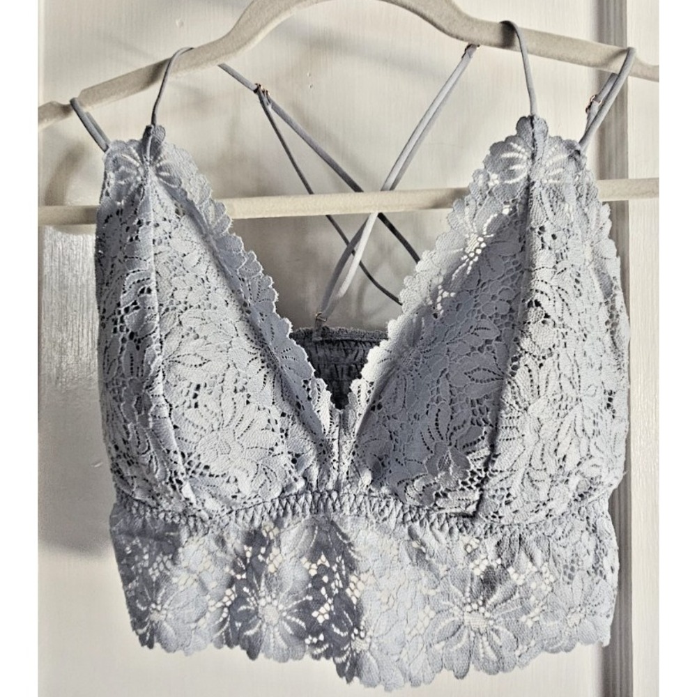 Victoria's Secret PINKlace blue bralette crisscross back Sz L-DD